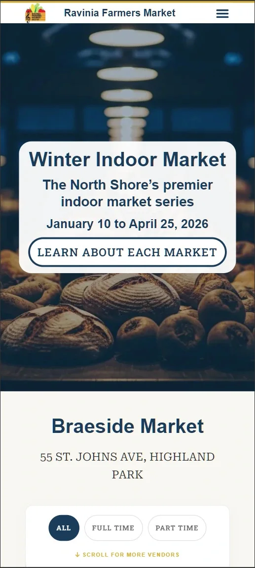 Ravinia Farmers Market — mobile website by AJD Digital Solutions